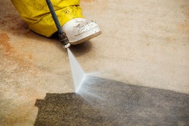 pressure washing a concrete surface